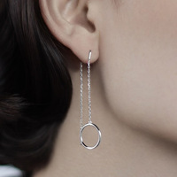 Boucles d'oreilles pendantes en argent sterling 925 plaqué rhodium, géométriques, circulaires, avec pampilles en zircon, minimalistes, bijoux pour femmes, cadeau, à porter au quotidien