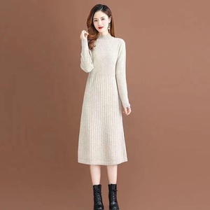 Maglione di lana a girocollo a maniche lunghe allentato abito primavera stagione in tessuto a tinta unita - Product Image 5