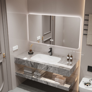 Modern <strong>Bathroom</strong> Cabinet Smart Lighted Mirror Wall-mounted Open Storage Ceramic Basin <strong>Bathroom</strong> Sink <strong>Bathroom</strong> <strong>Vanities</strong> - Product Image 6