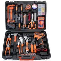 Conjunto de herramientas de mano multifuncionales para el hogar, caja de herramientas de plástico, 119 unidades, Económico