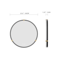 Cermin Kamar Mandi Bulat LED dengan Sensor Sentuh, Anti Kabut, Pandu Cahaya Akrilik, Terpasang di Dinding, Berbahan Logam, dengan Lampu Penerangan Khusus Pabrik