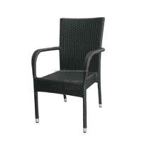 Chaise de canapé d'extérieur simple de grande taille Chaise de salle à manger en rotin de café antique en aluminium de restaurant en osier PE