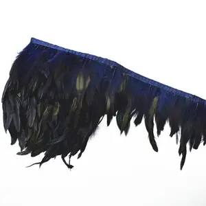 ribbon supplier fashion 15-30cm Dyed even plush feather strip skirt dress cloth hem fabric decor cock tail feather on ribbon