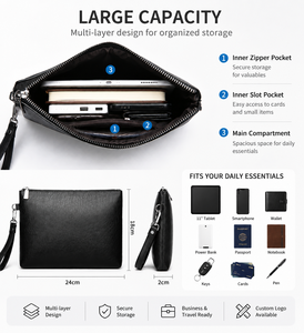 Pochette <span class=keywords><strong>Homme</strong></span> en Cuir PU Personnalisable avec Logo, Sac à Main d'Affaires, Fabricant et Fournisseur en Gros OEM ODM - Product Image 2