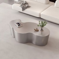 Table basse moderne en métal argenté en forme de nuage Table centrale minimaliste mobile moyenne ancienne pour les tables centrales de salon