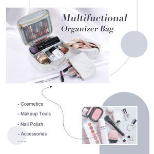 Juego de 3 Bolsas de Maquillaje de Cuero, Organizador de Cosméticos Portátil de Viaje, Bolsas de Almacenamiento de Artículos de Aseo para Mujeres y Niñas - Product Image 2