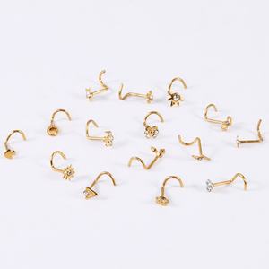 Piercing de Nariz y Anillo de Hueso Gaby, Chapado en Oro de 18K, Acero Inoxidable, Diseño de Flor y Estrella, Calibre 20G, Joyería Corporal Moderna para Uso Diario - Product Image 3