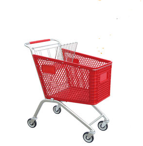 नया डिजाइन शुद्ध प्लास्टिक हैंड पुश शॉपिंग ट्रॉली सुपरमार्केट प्लास्टिक शॉपिंग कार्ट - Product Image 3