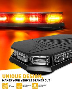 Barre lumineuse de secours sur le toit 406D, 102 <span class=keywords><strong>LED</strong></span> ambre/rouge, mini balise, 12-24V, base magnétique <span class=keywords><strong>pour</strong></span> camions, travaux de construction - Product Image 2