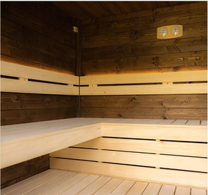 Sauna extérieur en forme de cube pour 4 à 6 personnes, sauna traditionnel à vapeur avec porte en bois thermique et en verre - Product Image 6