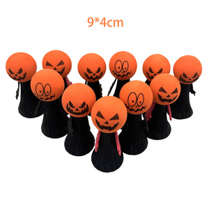 Halloween nouveauté et jouet bâillon poupée de doigt sautant moyenne tête de citrouille et elfe rebondissant tête de citrouille en plastique poupée de doigt - Product Image 6