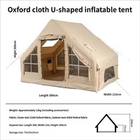 Tente de camping gonflable automatique 6,3 m² style maison de luxe, tente pneumatique en tissu Oxford imperméable 3000 mm pour le glamping familial