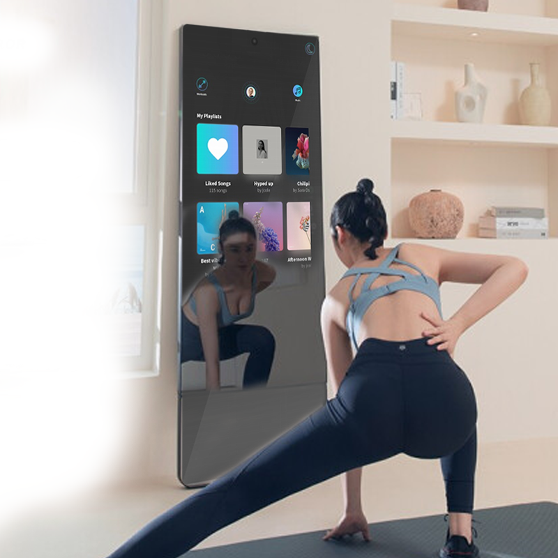 Зеркальная стойка для тренажерного зала, Интерактивная стеклянная умная зеркальная стойка для упражнений в тренажерном зале, умное зеркало для селфи