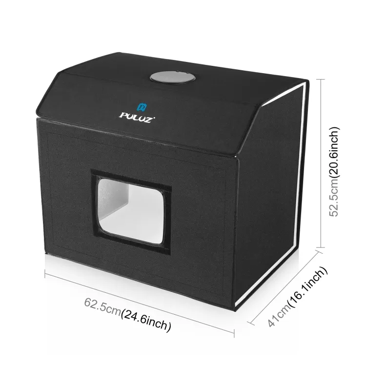 PULUZ 60 x 40 सेमी फोटो स्टूडियो लाइट बॉक्स पोर्टेबल फोटोग्राफी स्टूडियो टेंट किट 4 रंग पृष्ठभूमि फोटो बॉक्स के साथ