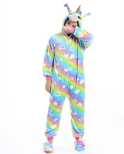 <span class=keywords><strong>Licorne</strong></span> dessin animé unisexe hiver Panda Totoro ours rose Onesie vêtements de nuit femmes hommes vêtements de nuit Anime Costume adulte flanelle pyjamas - Product Image 4