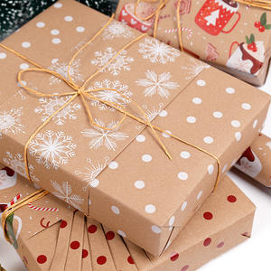 Wholesale 80g Double-Sided Kraft Print <b>Christmas</b> Custom 43cm X 10m <b>Roll</b> <b>Wrapping</b> <b>Paper</b> for Packaging - Product Image 5