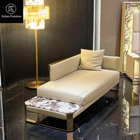 Tête de lit de luxe haut de gamme en cuir pour chambre principale, avec éclairage LED, cadre en marbre naturel, mobilier de lit haut de gamme pour villa