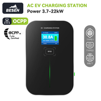 BESEN OCPP 1.6J Mennekes EV araba şarjı duvar kutusu 4G LCD ekran ile bağlayın