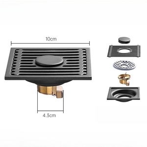 Bán buôn 10x10cm Chrome Gun grey tầng drainer 4 inch Grate vuông phòng tắm drainer bồn rửa chất thải tầng bẫy vòi hoa sen thoát nước sàn - Product Image 2