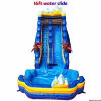 Toboggan aquatique gonflable géant de 16 pieds de haut, toboggan gonflable commercial avec piscine profonde pour enfants et adultes, location pour fêtes et entreprises