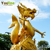 Sculpture de dragon en bronze, cuivre et laiton d'origine chinoise pour jardin