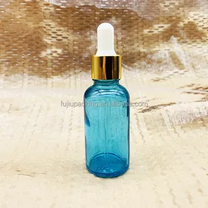 Botol serum kaca esensial 30ml, botol minum serum kaca biru bening warna-warni