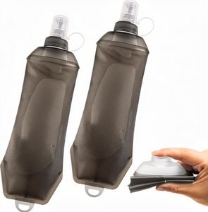 T Tersely Paquete de 2 Botellas de Agua Plegables de TPU de 500 ml para Senderismo, Correr, Ciclismo, Maratón (Gris) - Product Image 1