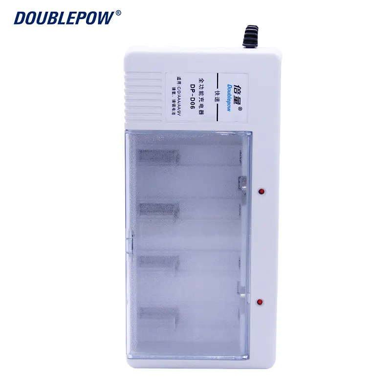 China Supplier 4 Slots D06 LED Rapid Double A Battery Charger for 1.2V AA/AAA/C/D 9V Ni-MH/Ni-CD Rechargeable Battery