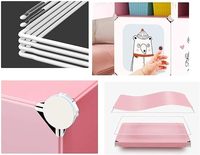 Grande Armoire Chaussures-Bit 2-Suspension Amovible Rangement Plastique 10 Portes 6-Gitter Étagères d'Angle Vêtements Chambre Maison Rose