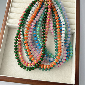 Handmade Boho Summer Beach Holiday Jewelry Chunky Mixed Gemstone <strong>Candy</strong> Crystal Bead <strong>Necklace</strong> for Women - Product Image 1