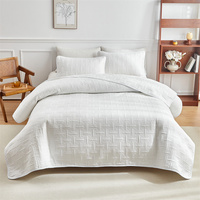 Ensemble de couvre-lit matelassé uni blanc pour la maison et l'hôtel, grille horizontale et verticale, toutes saisons
