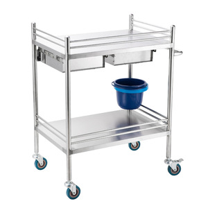Chariot de traitement dentaire Haijuya à 2 niveaux, en acier inoxydable, avec double tiroir, mobile, pour salle d'opération - Product Image 1