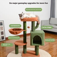 Cadre d'escalade pour chat en bois multifonctionnel le plus vendu pilier de chat en rotin d'intérieur en forme de cactus pour le grattage interactif