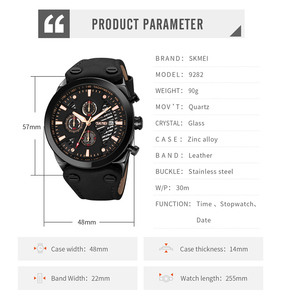 SKMEI 9282 Orologio al Quarzo da <span class=keywords><strong>Uomo</strong></span> Classico Business di Alta Qualità con <span class=keywords><strong>Cinturino</strong></span> in Vera <span class=keywords><strong>Pelle</strong></span> Impermeabile Moda di Alta Gamma - Product Image 6