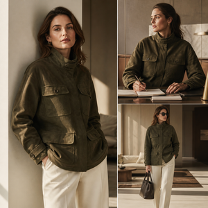 Damesjack met opstaande kraag, meerdere opgestikte zakken, losse bovenkleding voor lente en herfst - Product Image 4