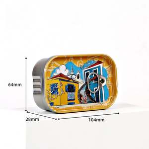 Petite boîte en fer blanc avec anneau de traction, couvercle rectangulaire facile à ouvrir, boîte à sardines réutilisable - Product Image 3