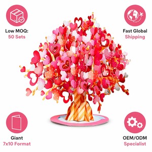 Tarjeta de Felicitación Pop-Up de San Valentín, Tarjeta 3D con Flor de Papel, Invitación con Flor de Cerezo Rosa, Regalo - Product Image 5