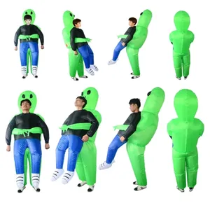 Kostum tiup Alien hijau kostum tiup untuk dewasa anak-anak Cosplay kostum Halloween lucu untuk hadiah Festival aktif