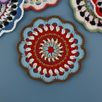 Dessous de verre colorés tissés à la main au crochet accessoires décoratifs littéraires pour la maison tapis rond produit fini