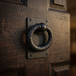 Plaque de porte en acier au carbone noir avec anneau de traction, design moderne pour entrée de maison et armoire, installation par vis, Coshik Exports - Product Image 3