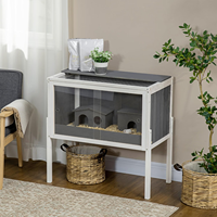 Cage surélevée en bois pour hamster, nichoir pour petits animaux avec grand panneau de vue avant, cachette intégrée, support surélevé pour habitat animalier