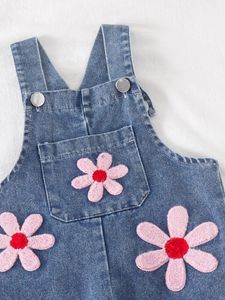 Ropa Infantil para <span class=keywords><strong>Niñas</strong></span>, Overoles de Mezclilla para <span class=keywords><strong>Niñas</strong></span>, Cuatro Estaciones, Bordado de Flores, <span class=keywords><strong>Pantalones</strong></span> <span class=keywords><strong>Anchos</strong></span> para Niños, Gran Venta - Product Image 3