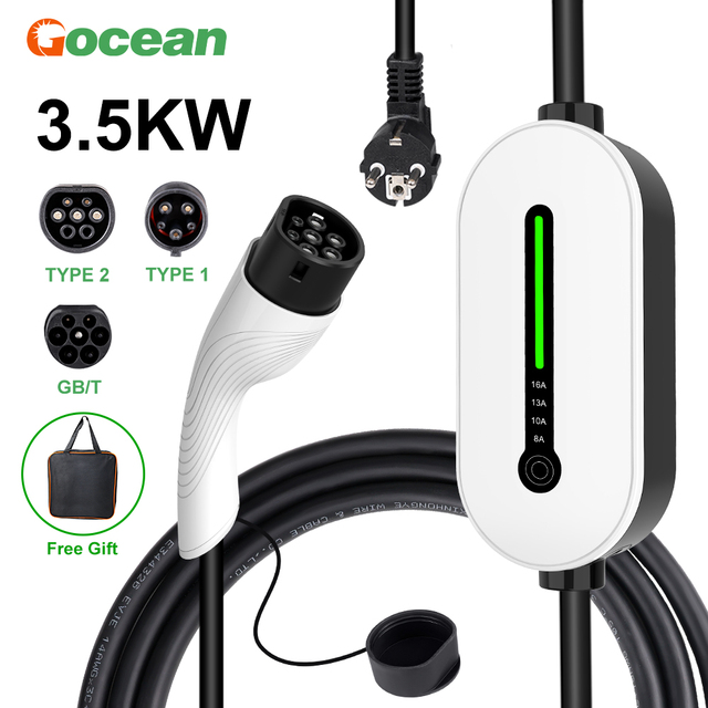 Portable EV Charger Station 3.5kw 16A  Type 2 Type 1 GBT EV Charger With EU Plugs EVSE Electric Vehicles Charging Stations