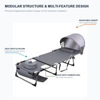 Chaise longue pliante multi-positions portable robuste 150 kg avec emplacements pour les bras et pare-soleil pour la vente en gros