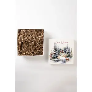 Boîte cadeau vide personnalisée blanche avec motif de Noël et nom pour cadeaux de vacances 20x20 & 25x30 - Product Image 2