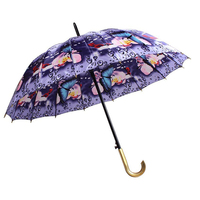Parapluie bâton en métal coloré élégant Guatemala tache Poly rond 16 côtes noir parapluie droit dans un parapluie design coloré