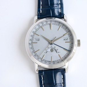 Montre mécanique automatique texturée élégante et neuve pour homme avec affichage du calendrier, <span class=keywords><strong>de</strong></span> <span class=keywords><strong>la</strong></span> date, du jour, du mois et des phases lunaires et <span class=keywords><strong>quatre</strong></span> aiguilles - Product Image 1