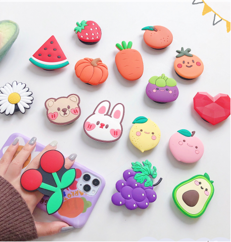 Newest Cute 3d Pvc Cartoon Phone Finger Grip