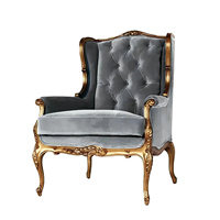 Chaise de salle à manger de luxe de haute qualité tissu de velours gris bois massif Royal salon canapé chaise-pour bureau à domicile hôtel usine directe