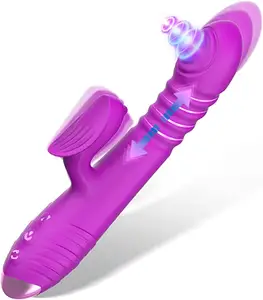 Online sıcak satmak gerçekçi teleskopik yapay penis G Spot klitoral stimülasyon kadın kızlar için mastürbasyon oyuncaklar tavşan vibratör kadınlar